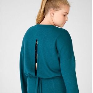 NWT- Fabletics Tie Back Sweatshirt - Teal, 3X